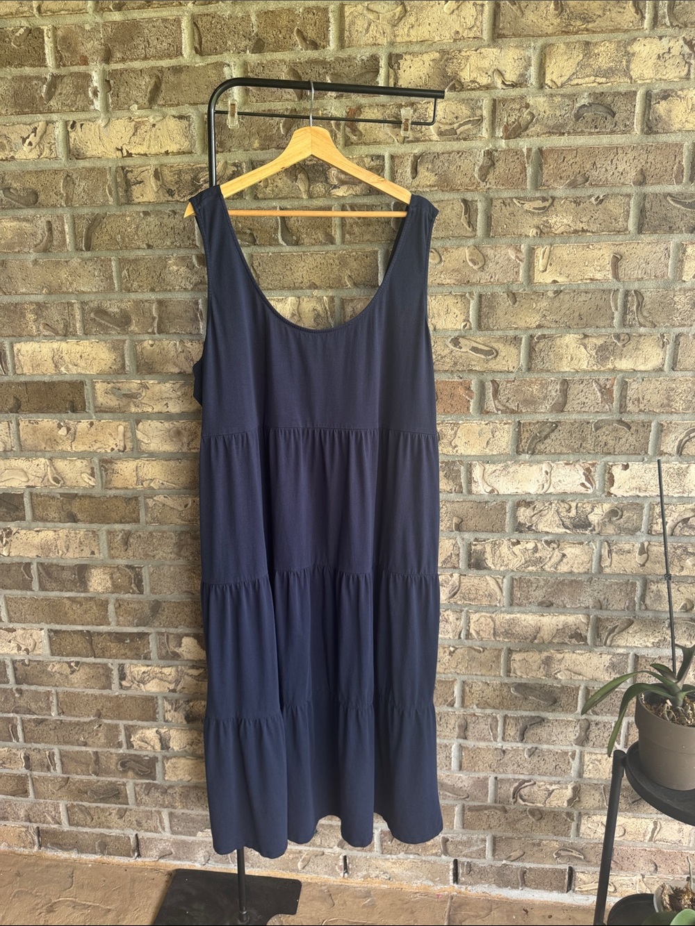 J.Crew Women’s 3X Navy Blue Tiered Midi Dress Sleeveless Scoop Neck Plus Size - Picture 6 of 7
